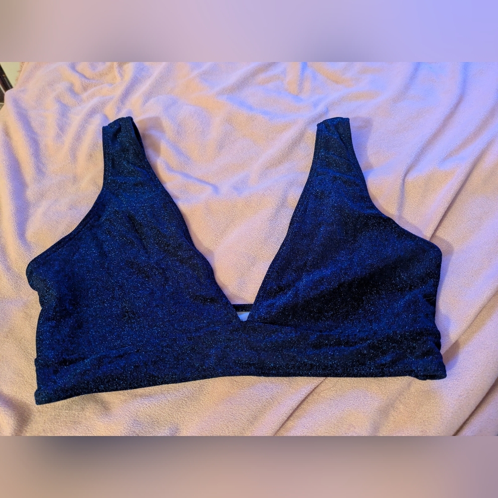 SHEIN Dark Blue Sparkly Bikini Top